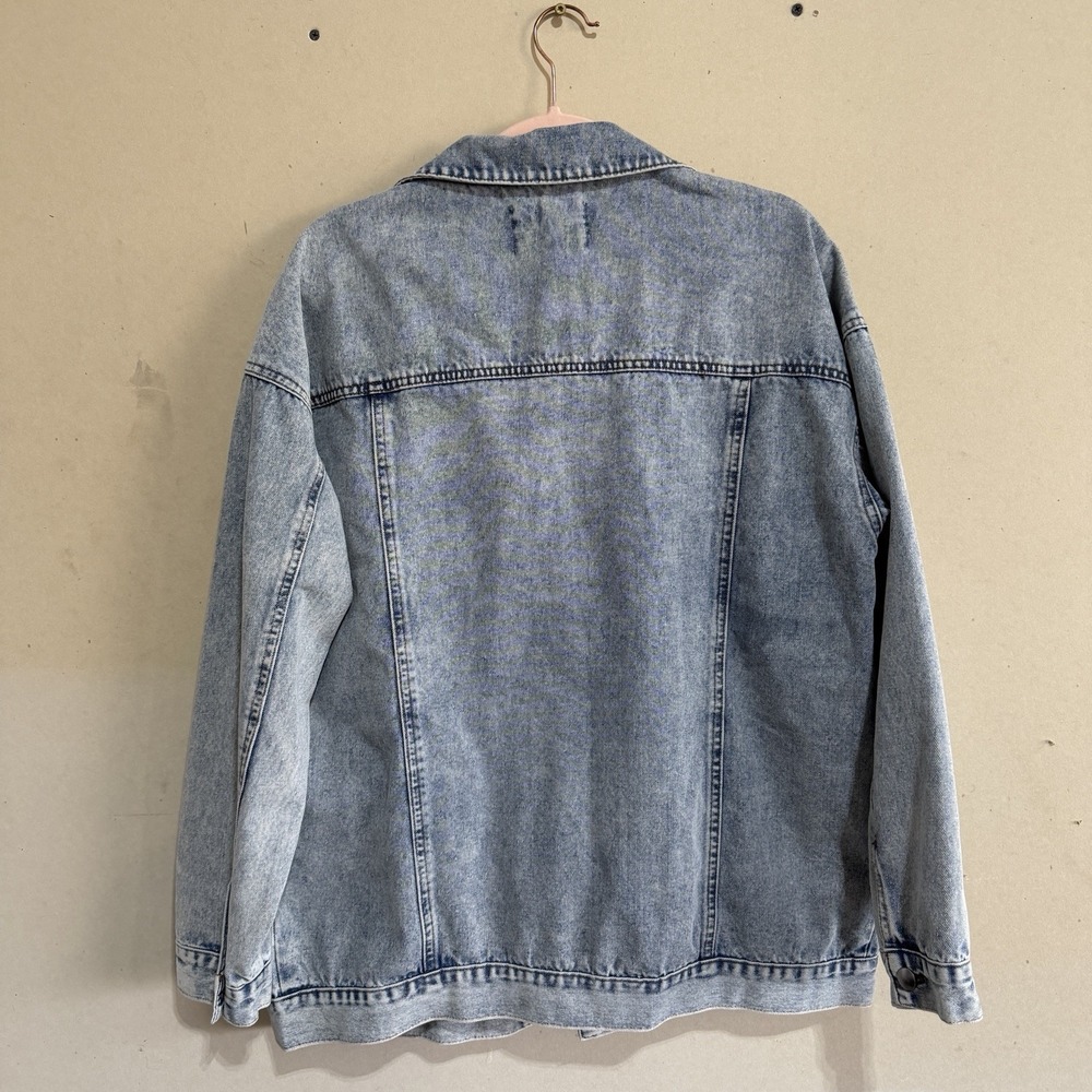 Ci Sono Denim Oversized Light Wash Jean Jacket Faux Pearl Women's Medium - Picture 3 of 6